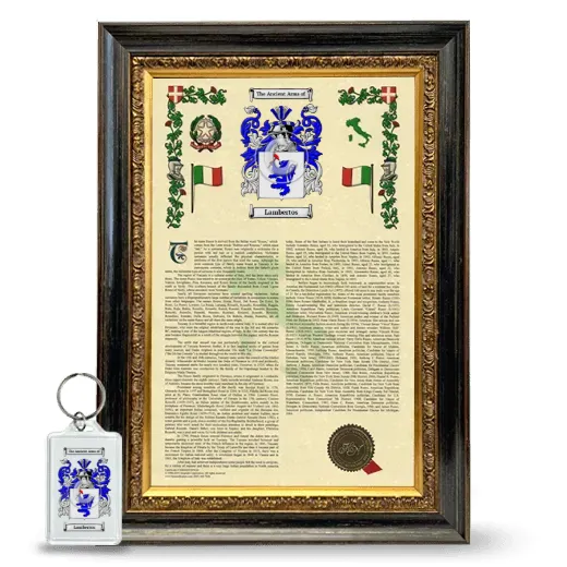 Lambertos Framed Armorial History and Keychain - Heirloom