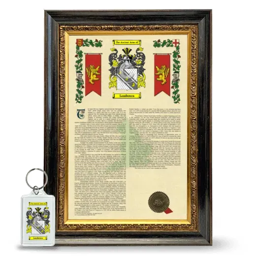 Lambourn Framed Armorial History and Keychain - Heirloom