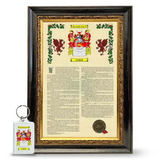 Landeck Framed Armorial History and Keychain - Heirloom