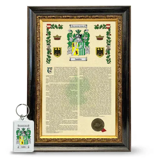 Landen Framed Armorial History and Keychain - Heirloom