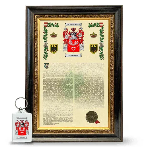 Landenberg Framed Armorial History and Keychain - Heirloom