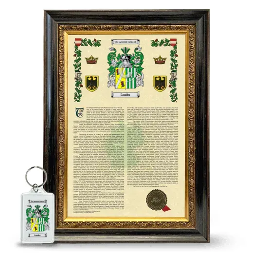 Lander Framed Armorial History and Keychain - Heirloom