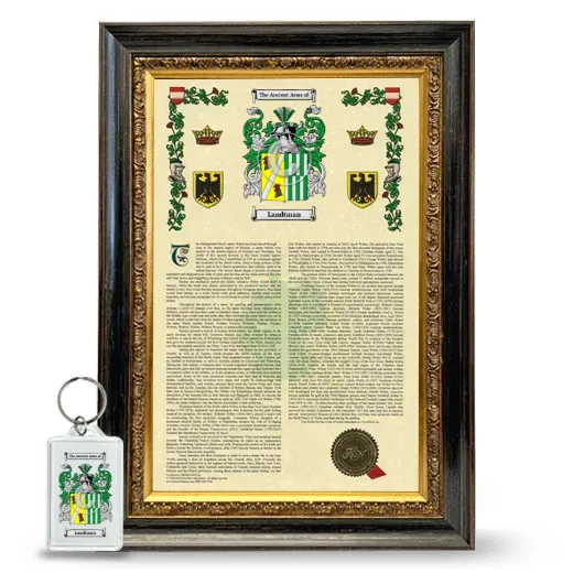 Landtman Framed Armorial History and Keychain - Heirloom