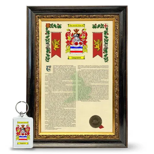 Langcaster Framed Armorial History and Keychain - Heirloom