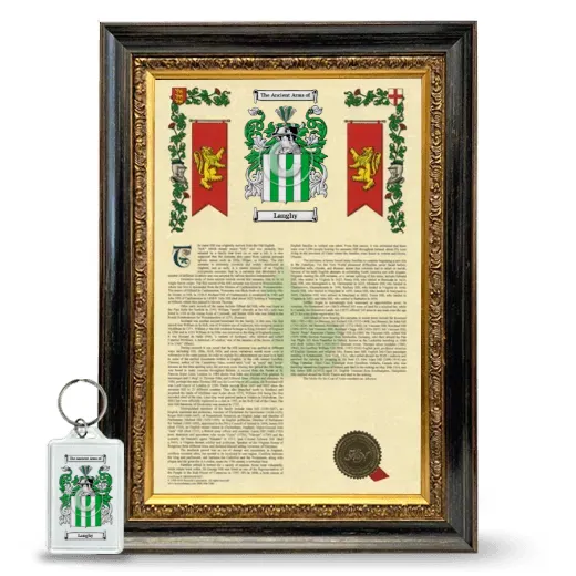 Langhy Framed Armorial History and Keychain - Heirloom