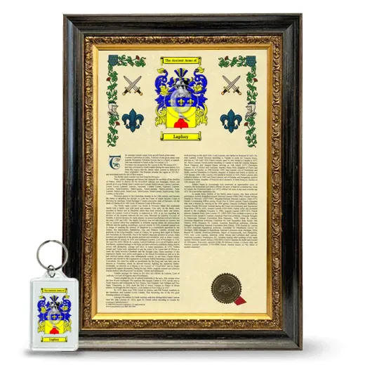 Laphay Framed Armorial History and Keychain - Heirloom
