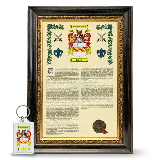 Lapons Framed Armorial History and Keychain - Heirloom
