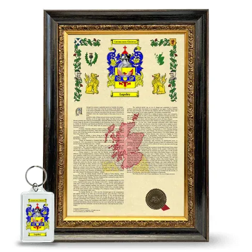 Lapsley Framed Armorial History and Keychain - Heirloom