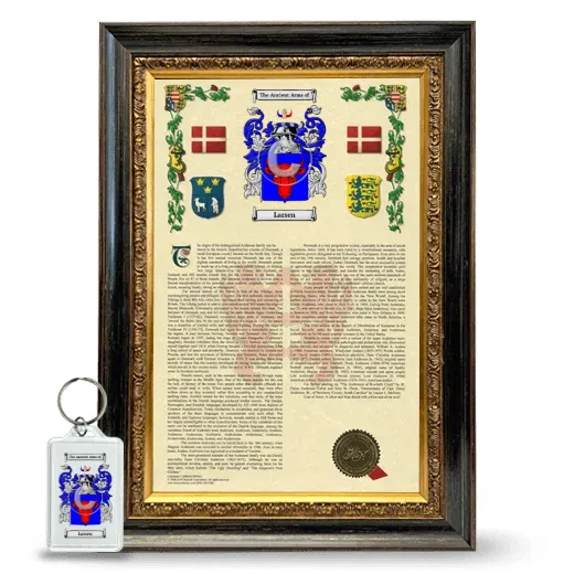 Larsen Framed Armorial History and Keychain - Heirloom