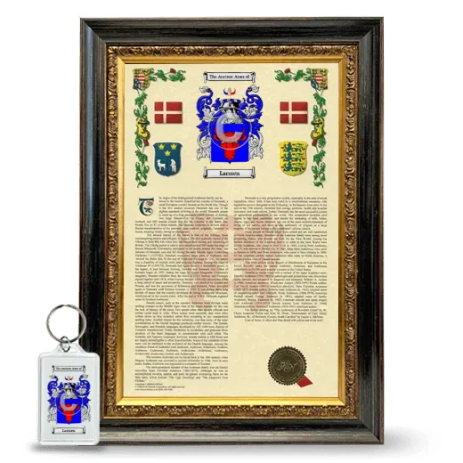 Larssen Framed Armorial History and Keychain - Heirloom