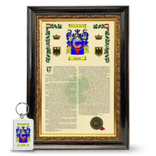 Larsson Framed Armorial History and Keychain - Heirloom