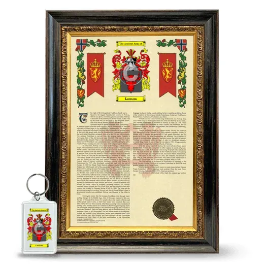 Larsson Framed Armorial History and Keychain - Heirloom