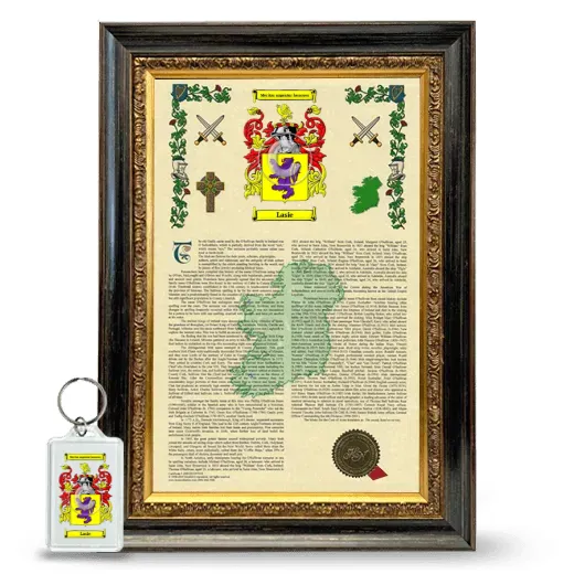 Lasie Framed Armorial History and Keychain - Heirloom