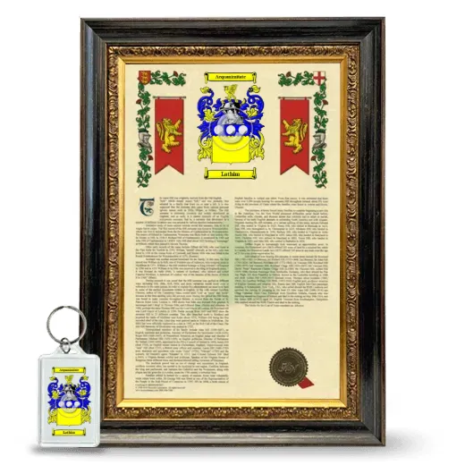 Lathim Framed Armorial History and Keychain - Heirloom