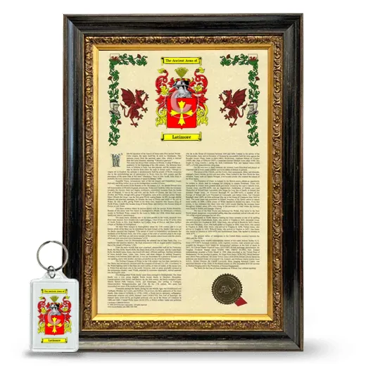 Latimore Framed Armorial History and Keychain - Heirloom
