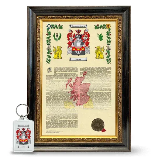 Latter Framed Armorial History and Keychain - Heirloom