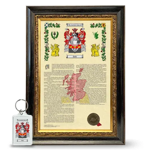 Laty Framed Armorial History and Keychain - Heirloom