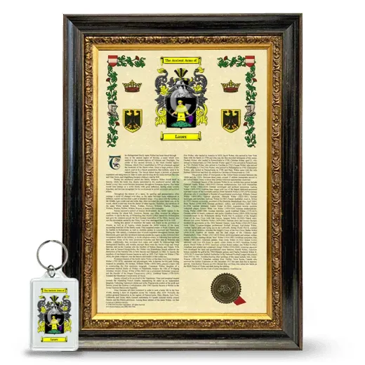 Lauer Framed Armorial History and Keychain - Heirloom