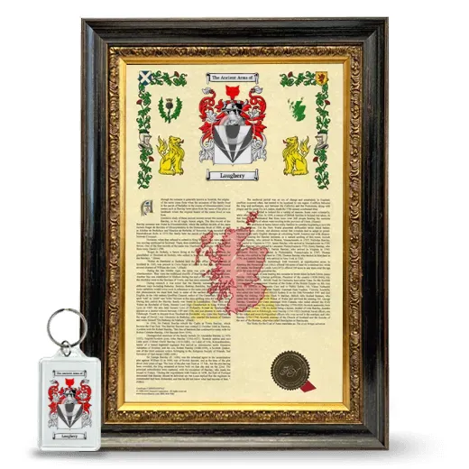 Laughery Framed Armorial History and Keychain - Heirloom