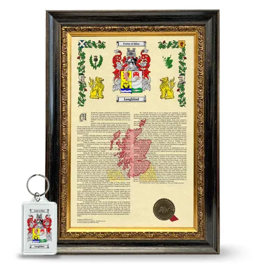 Laughlind Framed Armorial History and Keychain - Heirloom