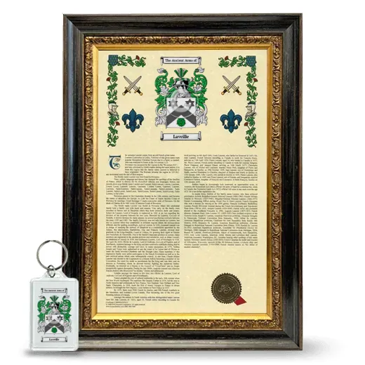 Laveille Framed Armorial History and Keychain - Heirloom