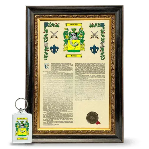 Laviña Framed Armorial History and Keychain - Heirloom