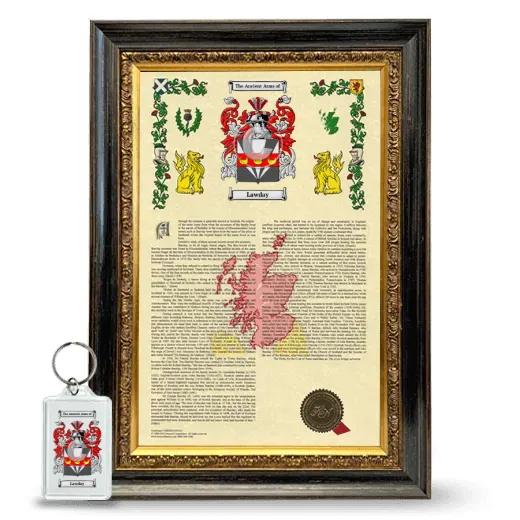 Lawday Framed Armorial History and Keychain - Heirloom