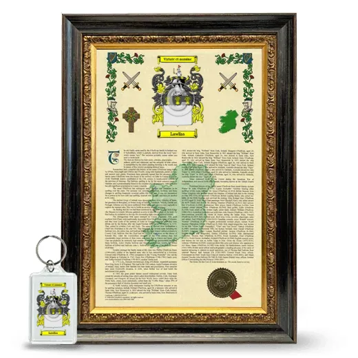 Lawliss Framed Armorial History and Keychain - Heirloom