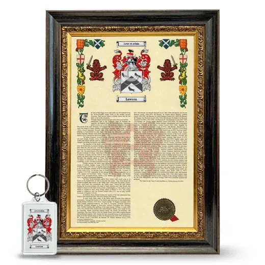 Lawson Framed Armorial History and Keychain - Heirloom