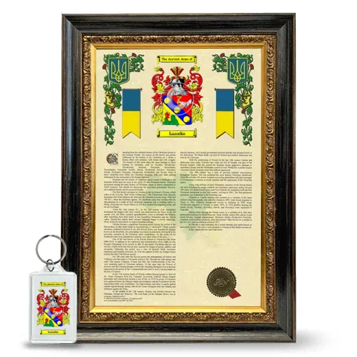 Lazorko Framed Armorial History and Keychain - Heirloom