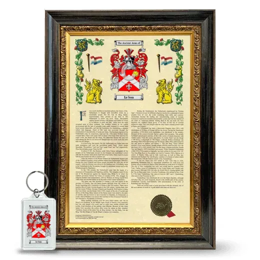 Le bon Framed Armorial History and Keychain - Heirloom