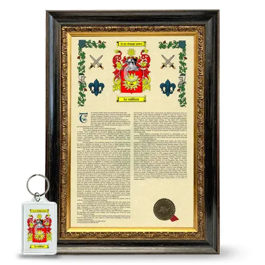 Le vaillant Framed Armorial History and Keychain - Heirloom