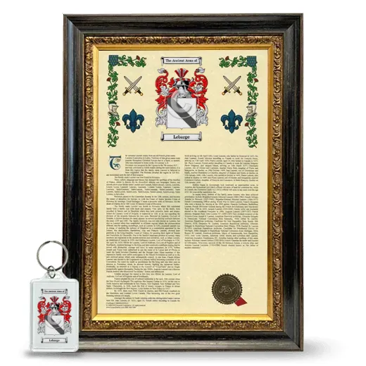 Lebarge Framed Armorial History and Keychain - Heirloom