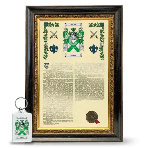 Lebbey Framed Armorial History and Keychain - Heirloom