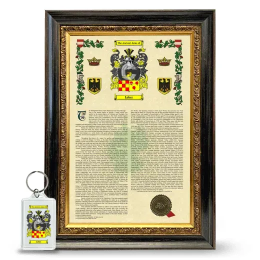Leber Framed Armorial History and Keychain - Heirloom