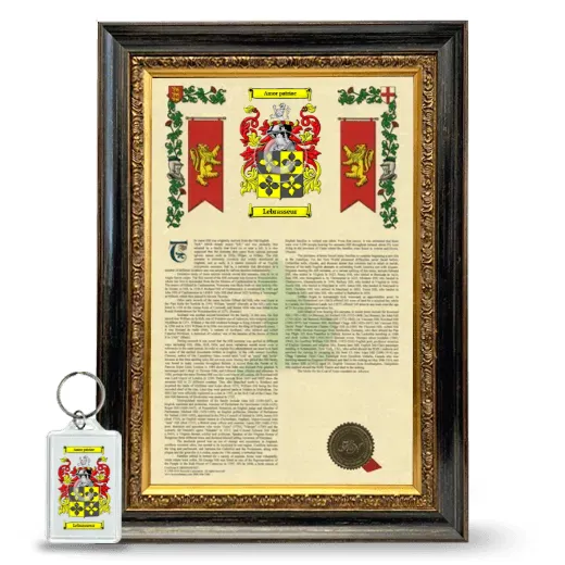 Lebrasseur Framed Armorial History and Keychain - Heirloom