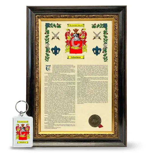 Lefaucheux Framed Armorial History and Keychain - Heirloom