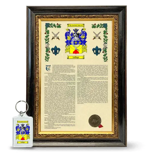 Leffage Framed Armorial History and Keychain - Heirloom