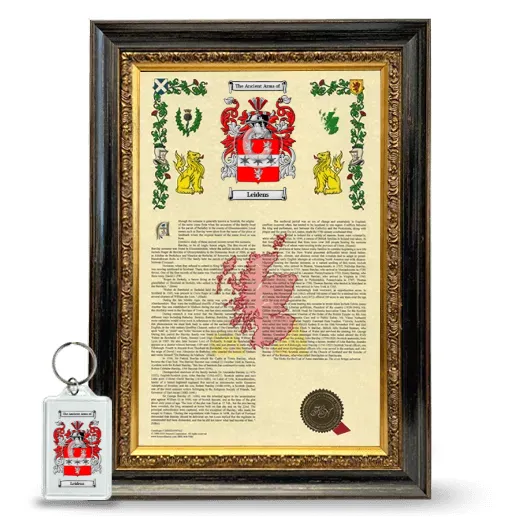 Leidens Framed Armorial History and Keychain - Heirloom