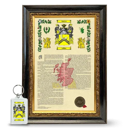 Lellan Framed Armorial History and Keychain - Heirloom