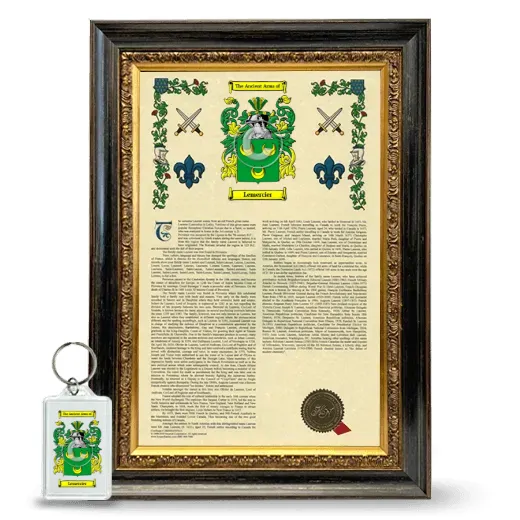 Lemercier Framed Armorial History and Keychain - Heirloom