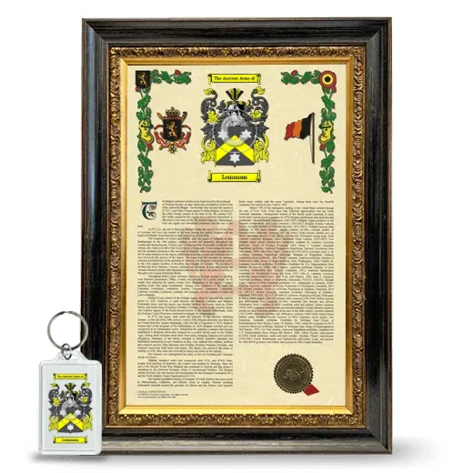 Lemmons Framed Armorial History and Keychain - Heirloom