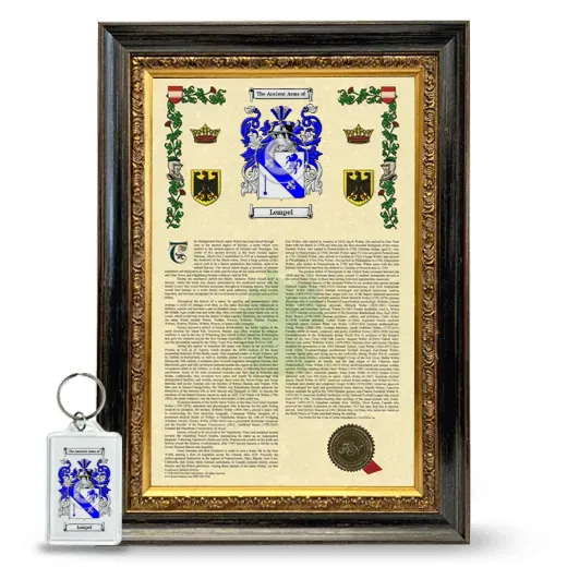 Lempel Framed Armorial History and Keychain - Heirloom