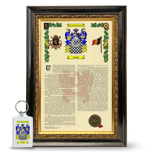 Lenain Framed Armorial History and Keychain - Heirloom