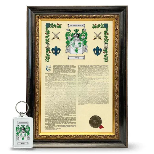 Lenoy Framed Armorial History and Keychain - Heirloom