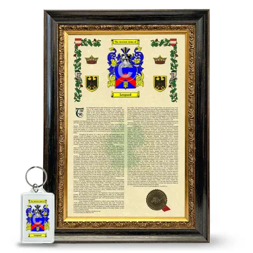 Leopard Framed Armorial History and Keychain - Heirloom