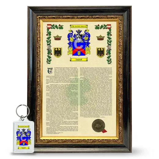 Lepard Framed Armorial History and Keychain - Heirloom