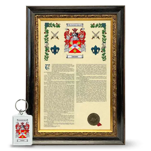 Leroses Framed Armorial History and Keychain - Heirloom