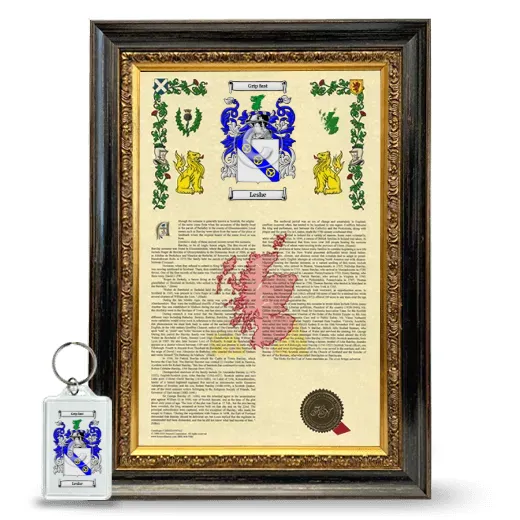Leshe Framed Armorial History and Keychain - Heirloom