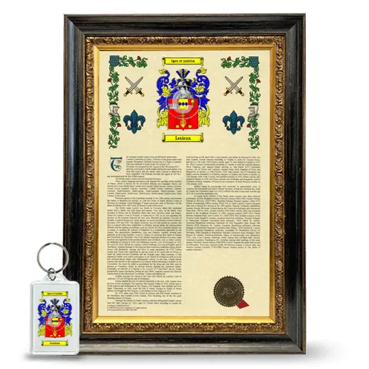 Lesieux Framed Armorial History and Keychain - Heirloom